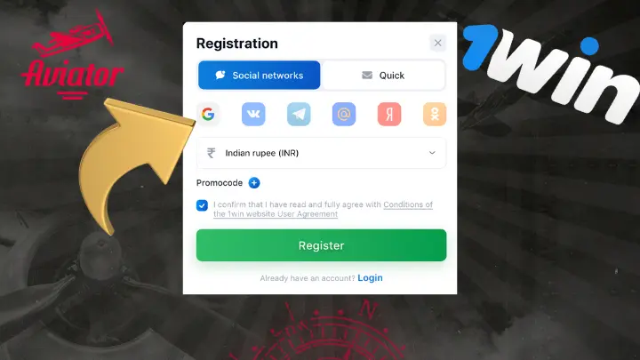 1win sign up via Email Address