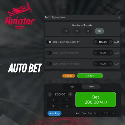 Aviator Auto Bet settings
