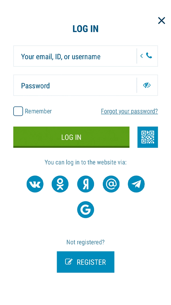 1xBet Aviator login screen